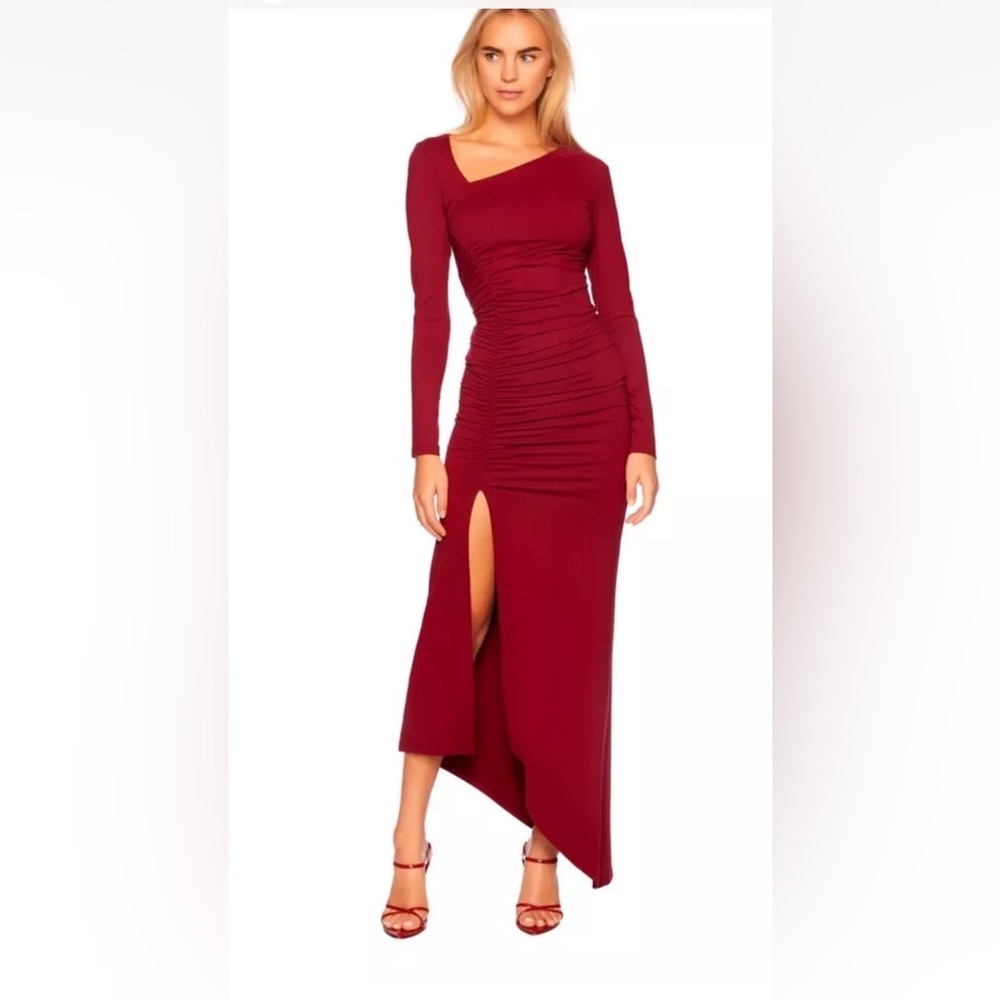 NWT Susana Monaco Women’s Asymmetric Ruched Slit Dress Bodycon